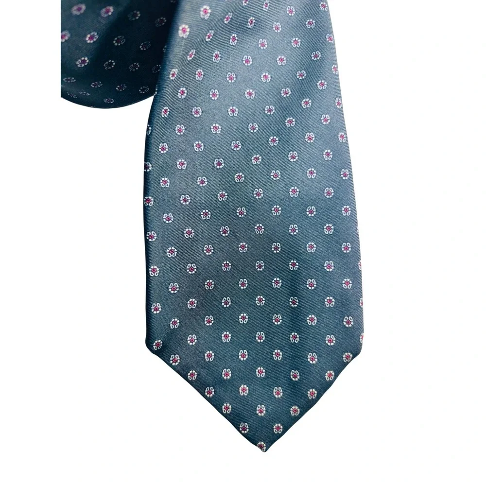 Brooks Brothers Makers Mens Navy Blue Silk Geometric Medallion Necktie USA Made‎